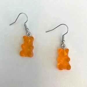 Orange Gummy Bear Resin Earrings NWT